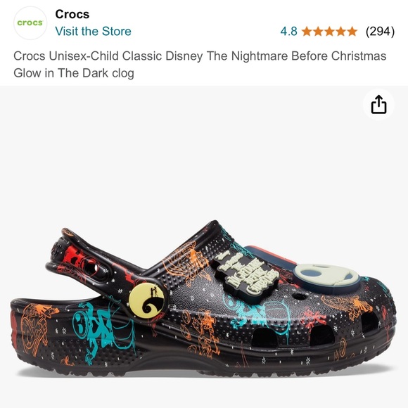 Child’s Unisex Nightmare Before Christmas Glow In The Dark Crocs Clog - Picture 8 of 12